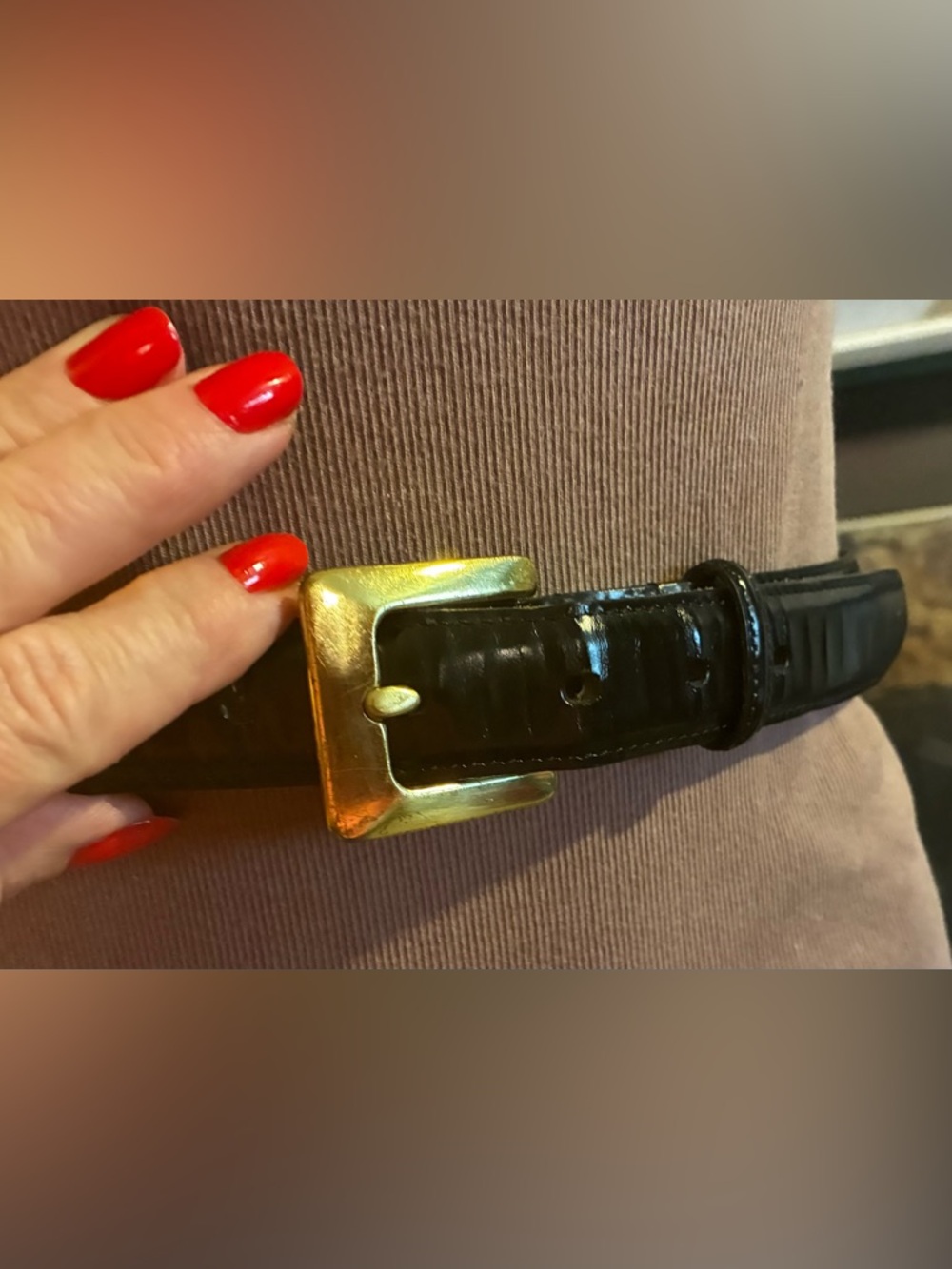 COACH Black Leather Belt with Gold Buckle-M *read